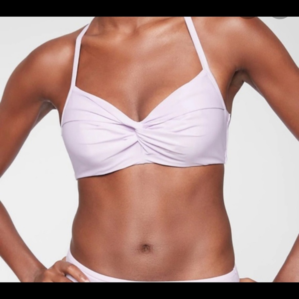 athleta twist up lilac bikini top